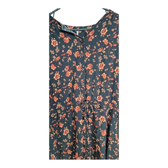 Free People Flower Fields Mini Dress Black Red Orange Floral Print Tunic S - Picture 3 of 12
